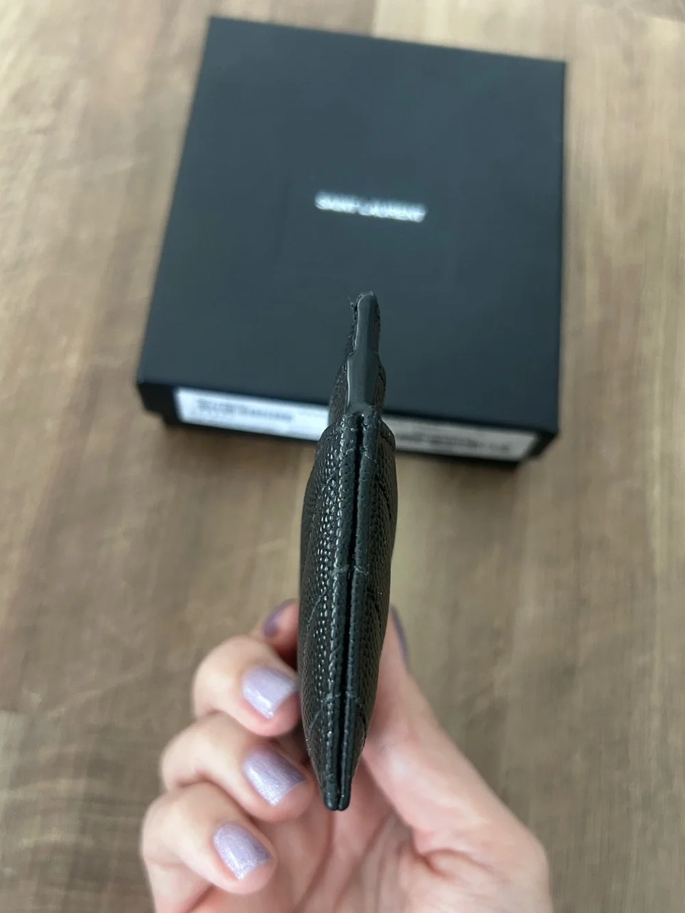 Saint Laurent Black Quilted Card Case with Gold YSL Logo - Picture 2 of 8